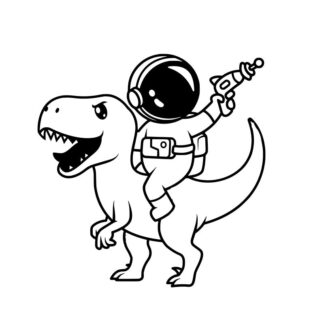 Sticker autocollant dinosaure et cosmonaute