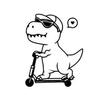 Sticker autocollant dinosaure trottinette