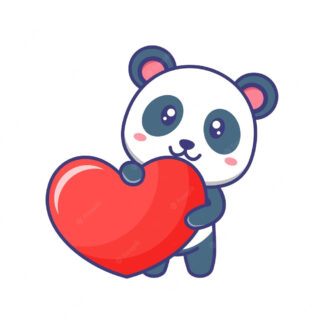 Sticker autocollant imprimé panda cœur