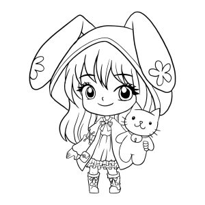Sticker autocollant petite fille manga Deco Sticker Store