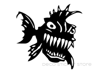 Sticker autocollant poisson piranha