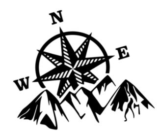 Sticker montagne et rose des vents 4x4