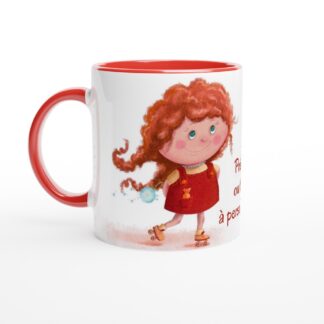 Mug en céramique blanche 325 ml (11 oz) avec intérieur coloré fillette roller à personnaliser