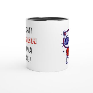 Mug en céramique blanche 325 ml (11 oz) avec intérieur coloré cool ou bad cat