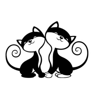 Sticker autocollant duo de chats amoureux