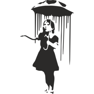 Sticker Autocollant     La fille au Parapluie street art L87301