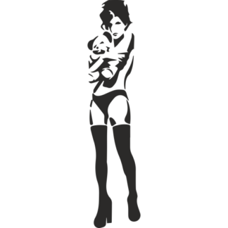 Sticker Autocollant     Sexy Girl with Teddy Bear street art L87315