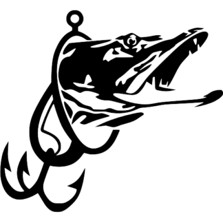 Sticker Autocollant Hameçon et Brochet pêche P87294