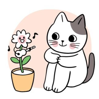 Sticker Autocollant chat fleur imprimé AQ87299