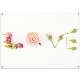 Crédence Tableau plexiglas cuisine love fleurs