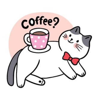Sticker Autocollant chat coffee imprimé AQ87303