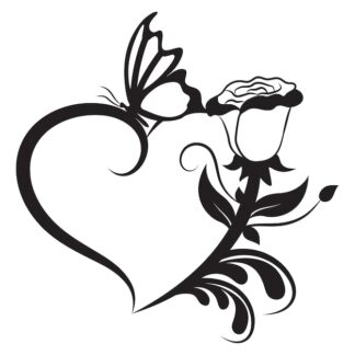 Sticker Autocollant coeur papillon fleur love  LOV54489
