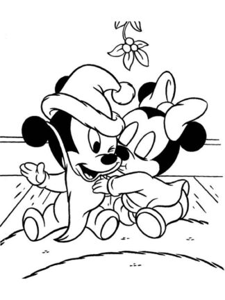 Sticker Autocollant mickey et minnie bébé noel  disney  DM54487