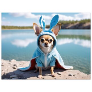 Poster premium en papier semi-brillant chihuahua lapin