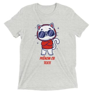 T-shirt unisexe triblend-ras du cou chat à personnaliser