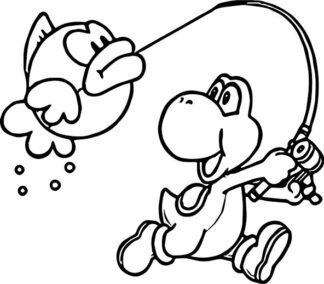 Sticker Autocollant yoshi pêche mario bross  LO892