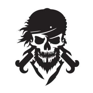 Sticker Autocollant tete de mort skull pirate  P2128