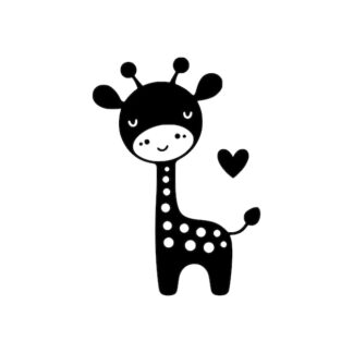 Sticker Autocollant girafe coeur animaux  VK70
