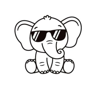 Sticker Autocollant elephant lunettes animaux  VK69
