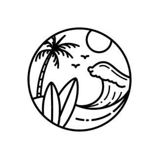 Sticker Autocollant icone plage surf  AS163