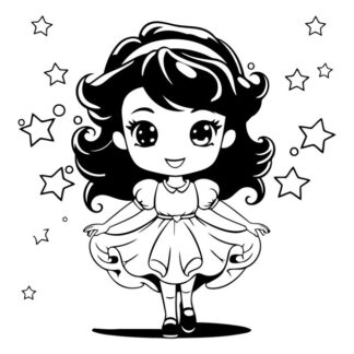 Sticker Autocollant fille manga princesse  P185