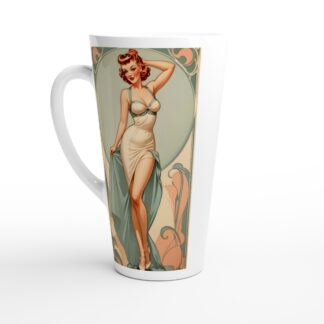 Mug à café Latte en céramique blanche 483 ml (17 oz) collection pin up