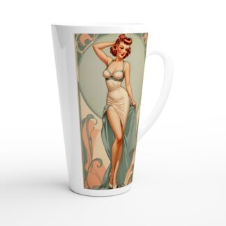 Mug à café Latte en céramique blanche 483 ml (17 oz) collection pin up