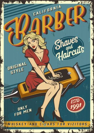 Sticker Autocollant plaque barbier imprime 18x24cm  PL42