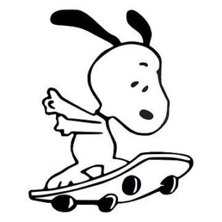 Sticker Autocollant snoopy chien skate  animaux  ANI740