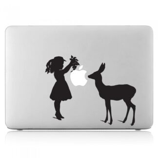 Sticker Autocollant fille et cerf macbook  MB1067