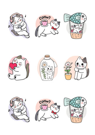 Gommettes planche 10x15cm chats 6BUI6