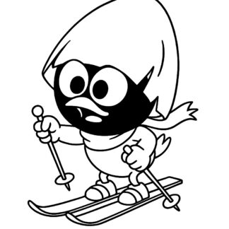 Sticker autocollant Calimero fait du ski décoration decostickerstore