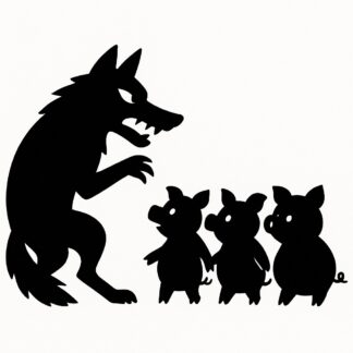Sticker autocollant loup et cochons décoration decostickerstore - ATA4PA
