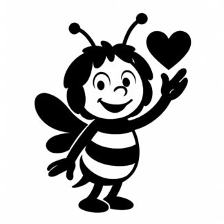Sticker autocollant maya l'abeille coeur avec main décoration decostickerstore - SLBW1S