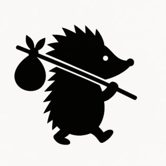 Sticker autocollant un herisson avec un baton sur l'epaule et un baluchon décoration decostickerstore - ZX3RFS