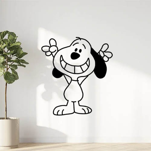 Sticker Autocollant snoopy chien happy animaux  ANI745