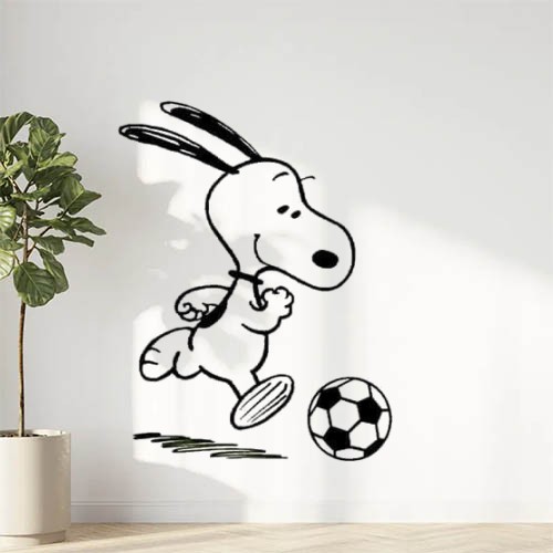 Sticker Autocollant snoopy chien ballon foot animaux  ANI746