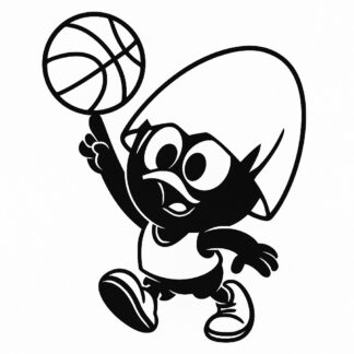 Sticker du personnage Calimero qui joue au basket joyeusement.