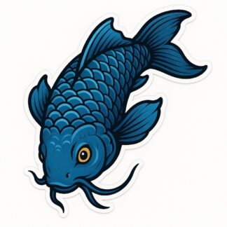 Autocollant Japon carpe koï bleue décoration decostickerstore - MXFLLZ
