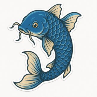 Autocollant Japon carpe koï bleue décoration decostickerstore - TD0UGD