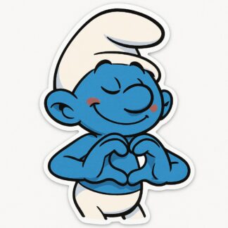 Autocollant Schtroumpf fait cœur avec doigts décoration decostickerstore - L4HEXJ