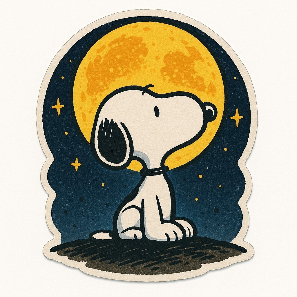 Autocollant Snoopy au clair de lune jaune décoration decostickerstore - HTVSKT