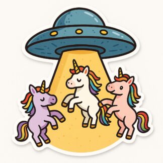 Autocollant Un ovni avec des licornes décoration decostickerstore - UZ3CBC