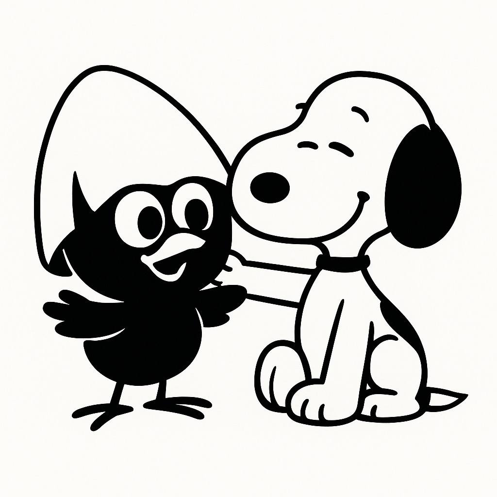 Sticker autocollant Calimero et Snoopy amis décoration decostickerstore - PGB90V