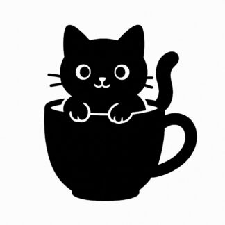 Sticker autocollant Chat mignon dans une tasse décoration decostickerstore - 3UBZHL