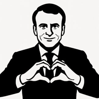 Sticker autocollant Macron Emmanuel fait coeur avec doigts décoration decostickerstore - FOD6HD