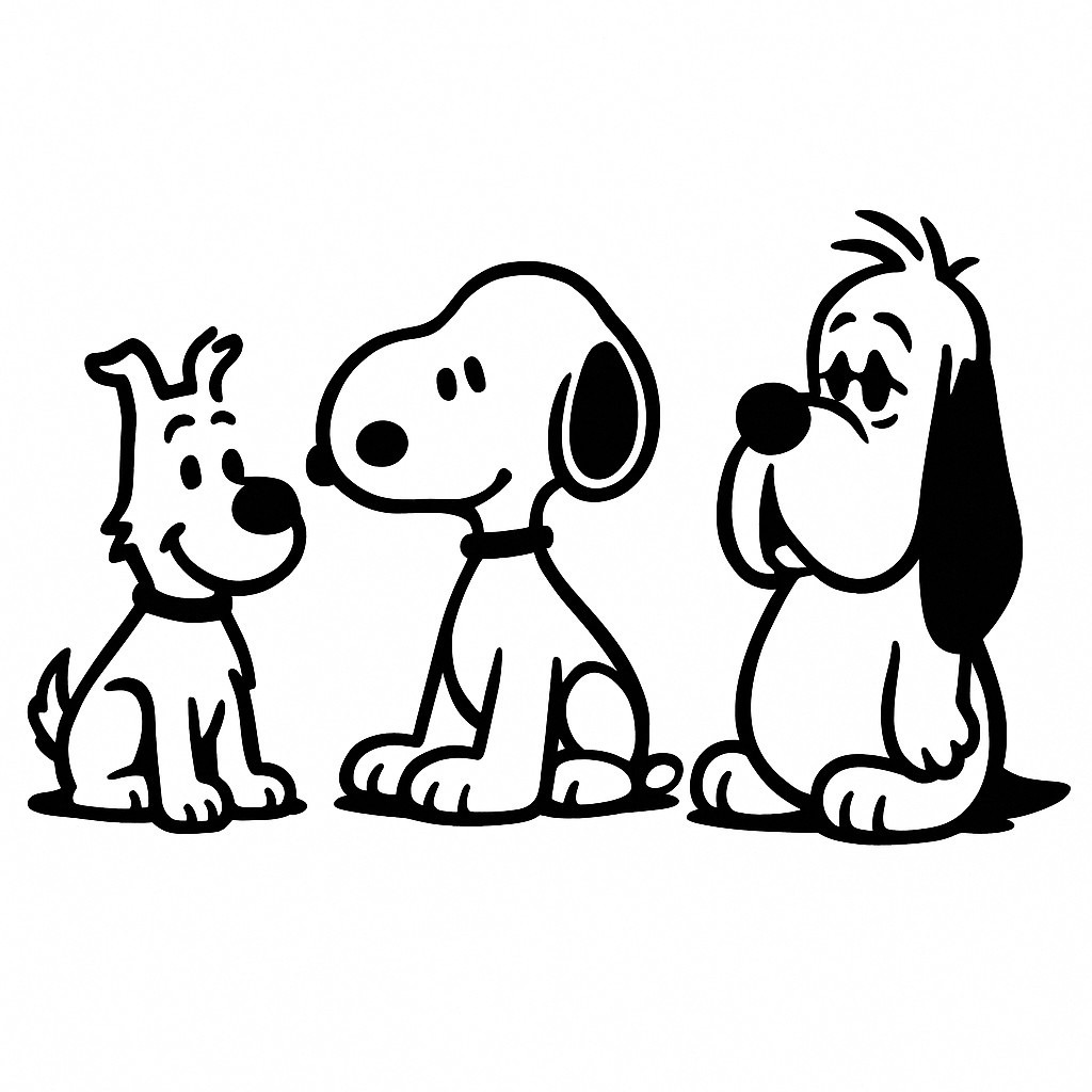 Sticker autocollant Milou Snoopy et Droopy amis décoration decostickerstore - HG39UG