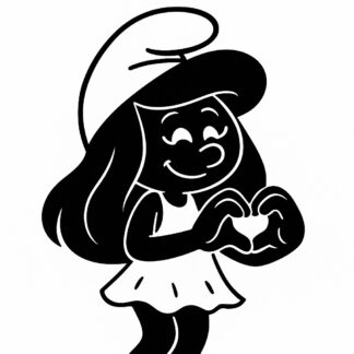 Sticker autocollant Schtroumpfette fait Coeur avec doigts décoration decostickerstore - 5L2DTP