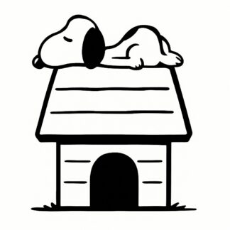 Sticker autocollant Snoopy Dort sur sa niche décoration decostickerstore - KHLSIC