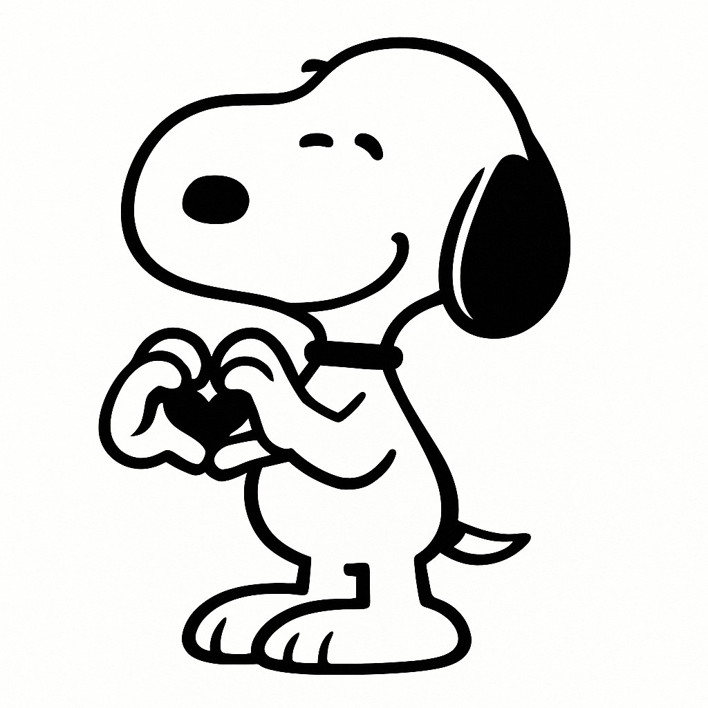 Sticker autocollant Snoopy fait Coeur avec doigts décoration decostickerstore - SV41HA